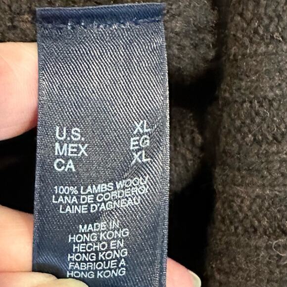 Vintage Crazy Horse Lambs Wool Full Zip Cardigan Sweater Striped Sz XL - Picture 6 of 7